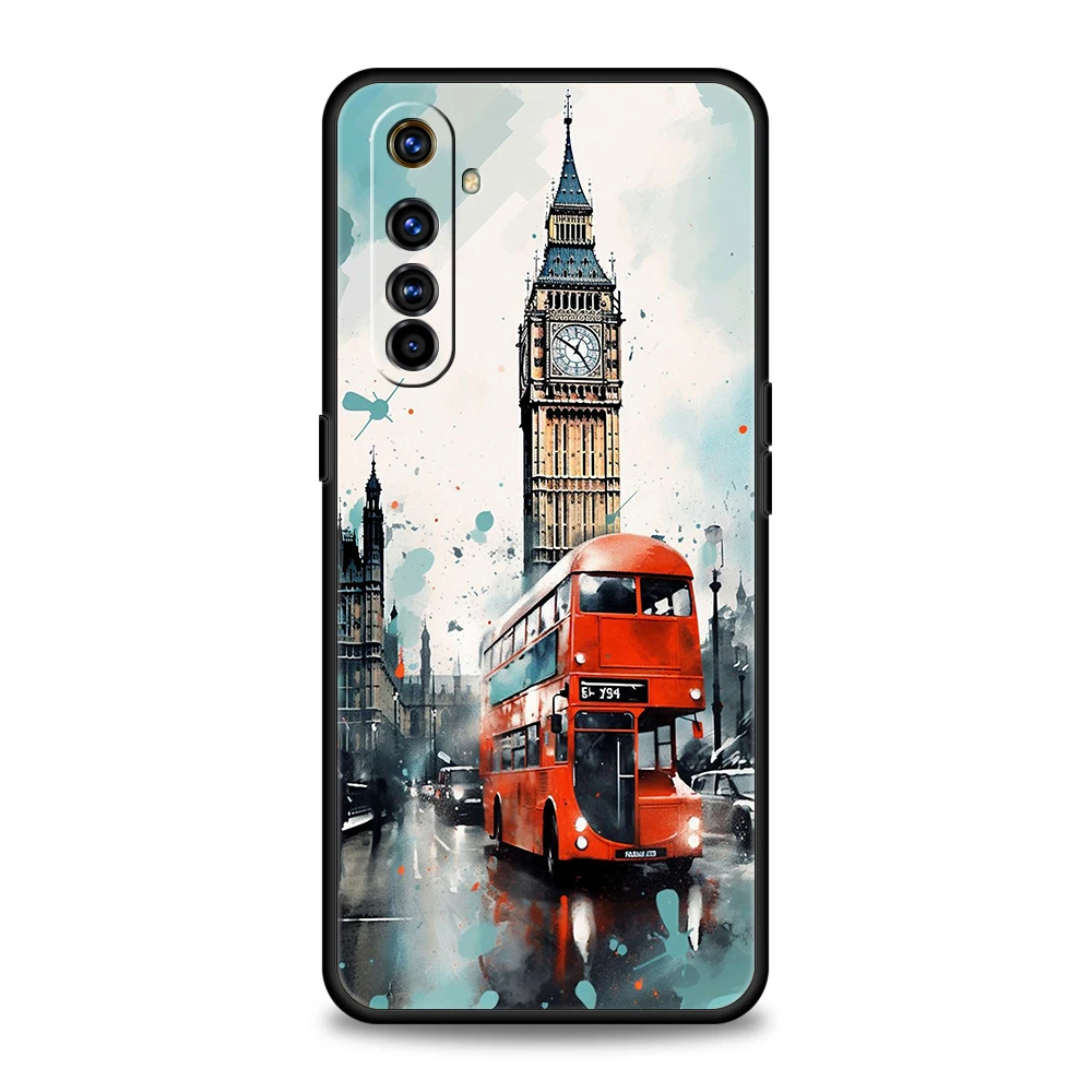 Artist London Painting Oil Painting Phone Case For Oppo A3S A15 A17 A31 A95 Find X5 X6 Pro Reno 6 7 8 SE Z Pro 5G Soft TPU Cover