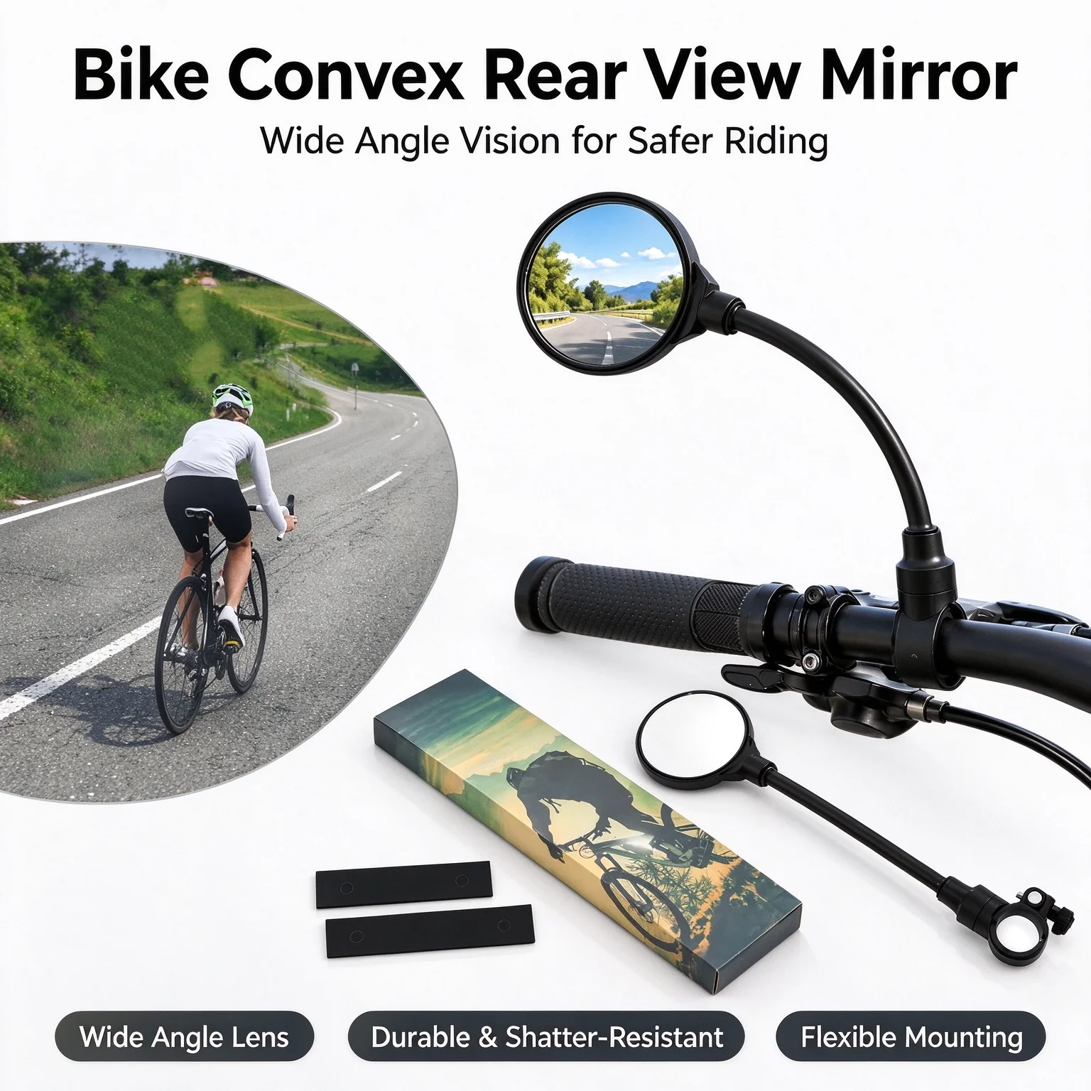 Bicycle Handlebar RearView Mirrors Bike Adjustable 360° Rotate Wide Angle Rearview Mirror MTB Road Bike Bicycle Accessories