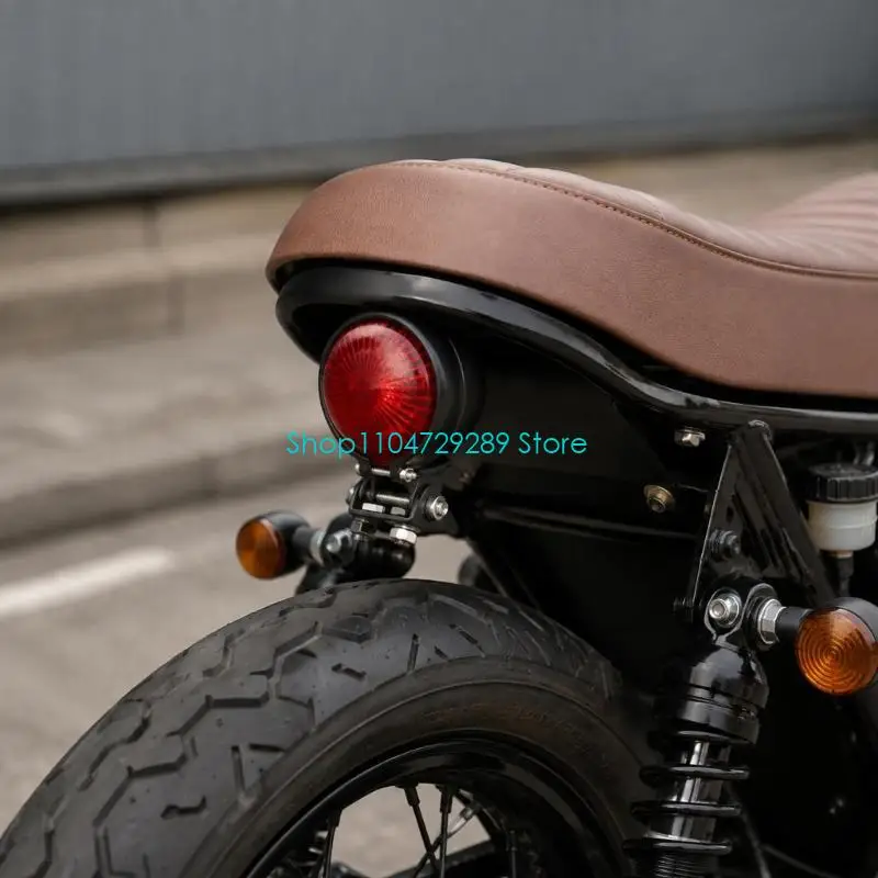 D8KE LED Motorcycle Brake Light in Round Black Housing with Red Lens