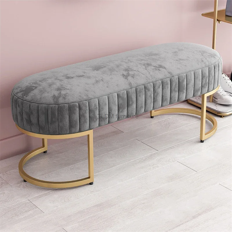 Nordic Soft Velvet Bed Footrest Ottoman Living Room Furniture Home Bedroom Luxury Pouf Bench Entrance-hall Shoes Stool B