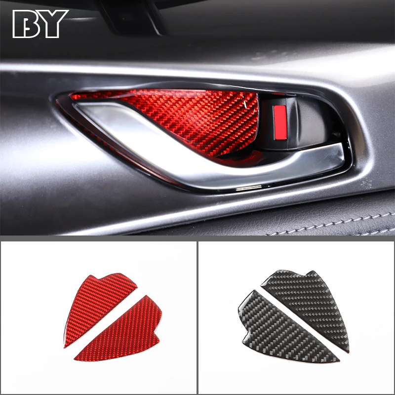 Car Interior Door Bowl Decorative Cover Sticker For Mazda MX-5 2016-2023 Soft Carbon Fiber Interior Accessories 2 Pcs