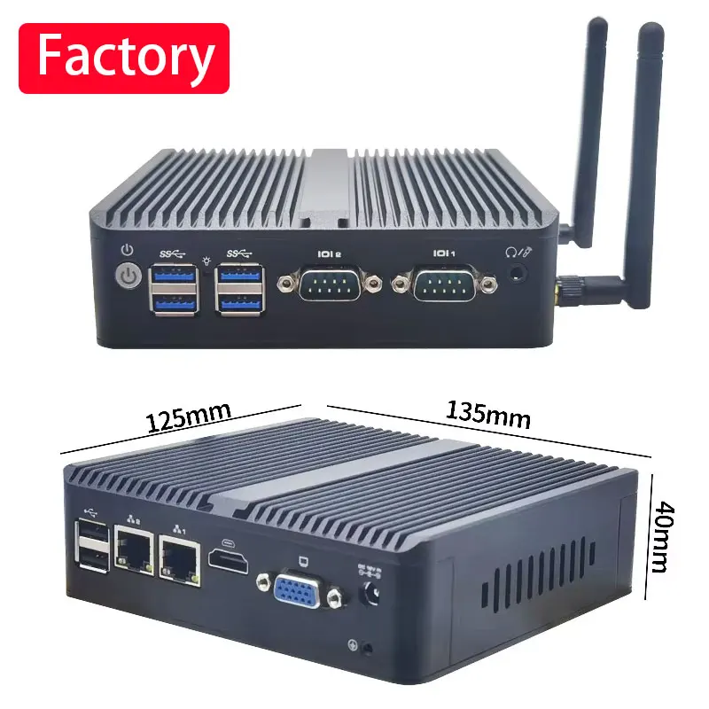Factory Customizable Aluminum Case Cheap Small Micro Dual Lan Nano Fanless Industrial PC Mini Computer Mini PC N150 Mini PC