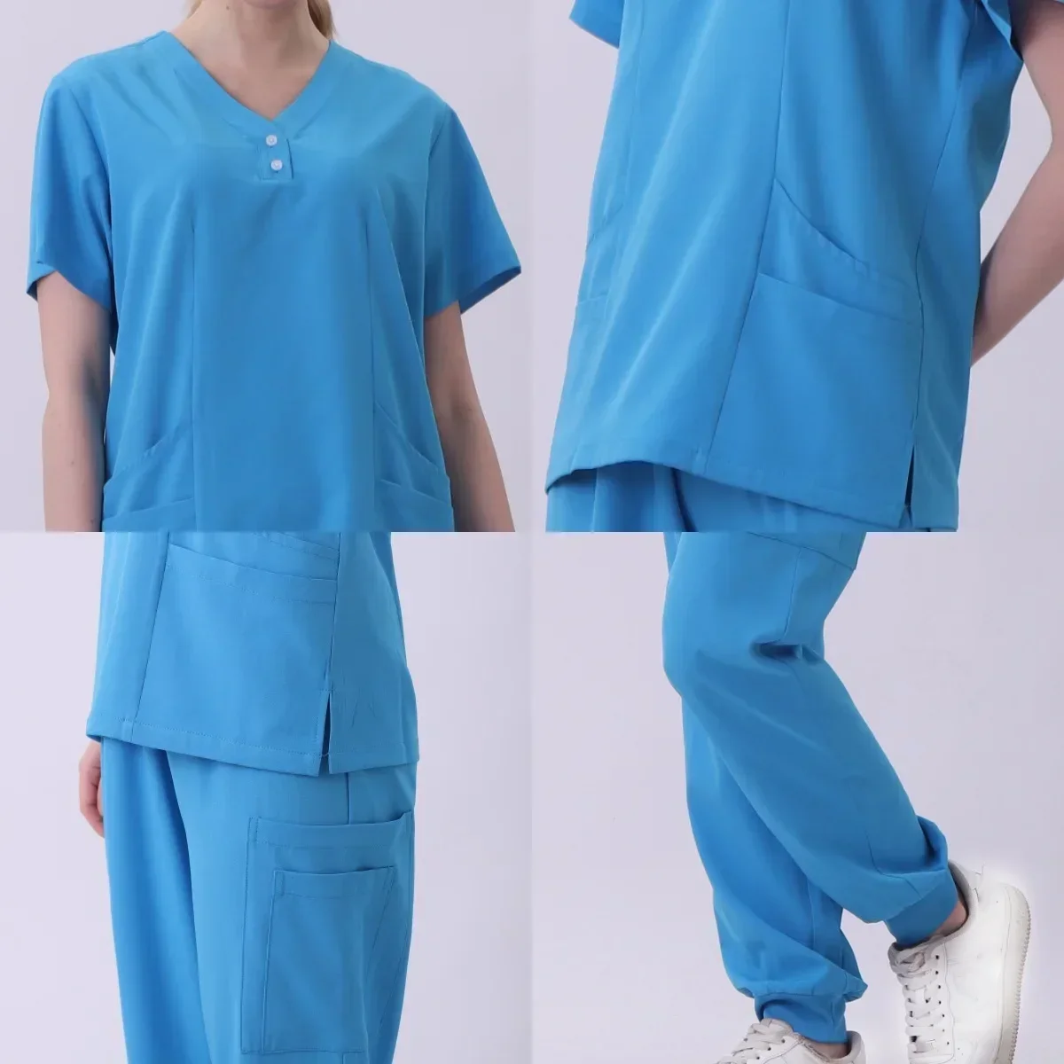 Mehrfarbige Peelings Uniform Kurzarm Tops Hosen Pflege Uniform Frauen Tierhandlung Arzt Peeling medizinische Chirurgie Arbeits kleidung Peeling-Set