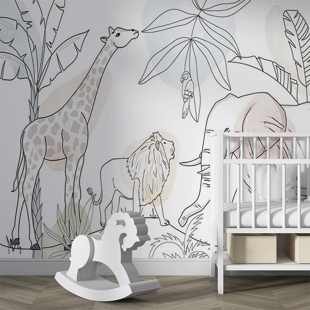 Milofi Custom 3D Sketch Safari Jungle Animal Wallpaper Mural Giraffe Lion Elephant For  Bedroom Nursery Wall Background Decorati
