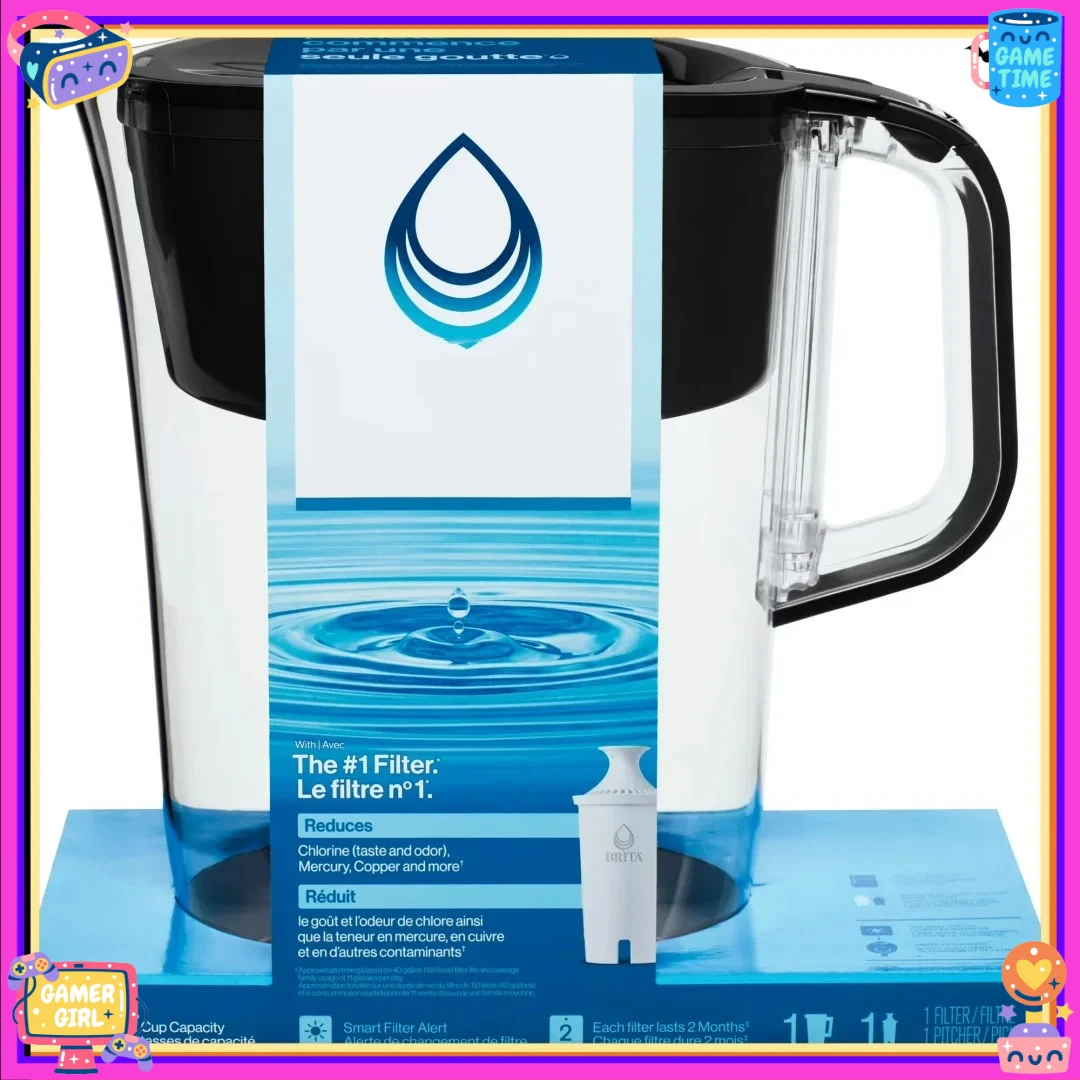 

Large 10-Cup BPA-Free Tahoe Pitcher with Water Filter, Essential for Family Hydration & Kitchen Health