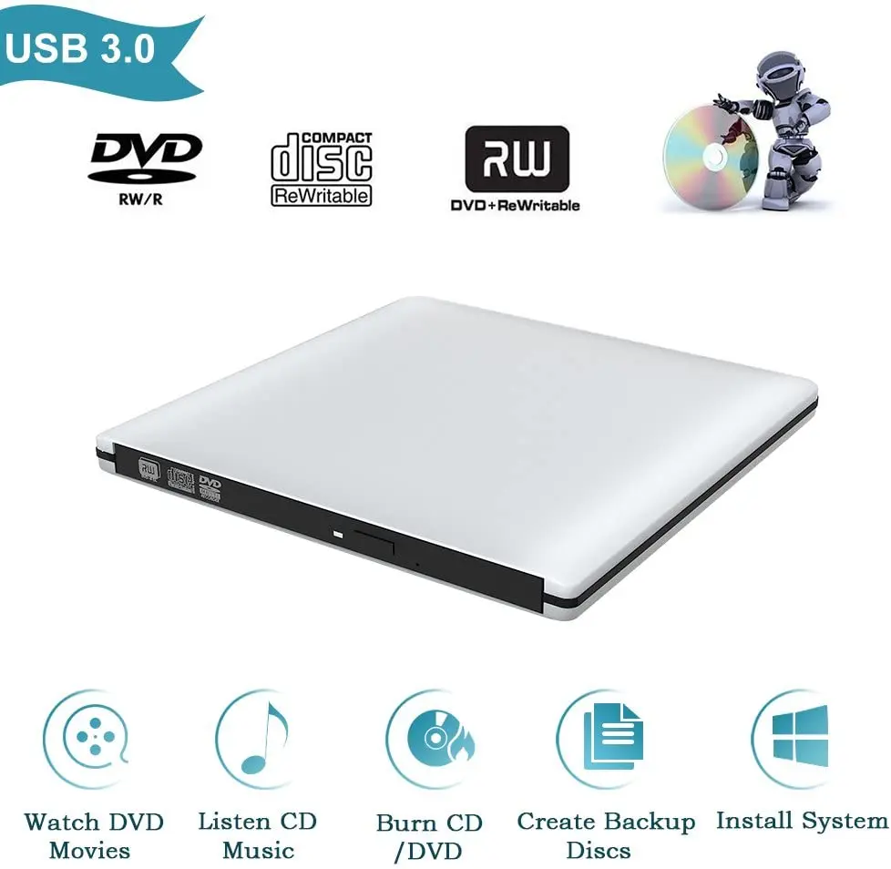 External Aluminum Alloy USB 3.0 Writer CD/DVD Burner Optical High-Quality Drive CD RW Reader For Laptop Desktop