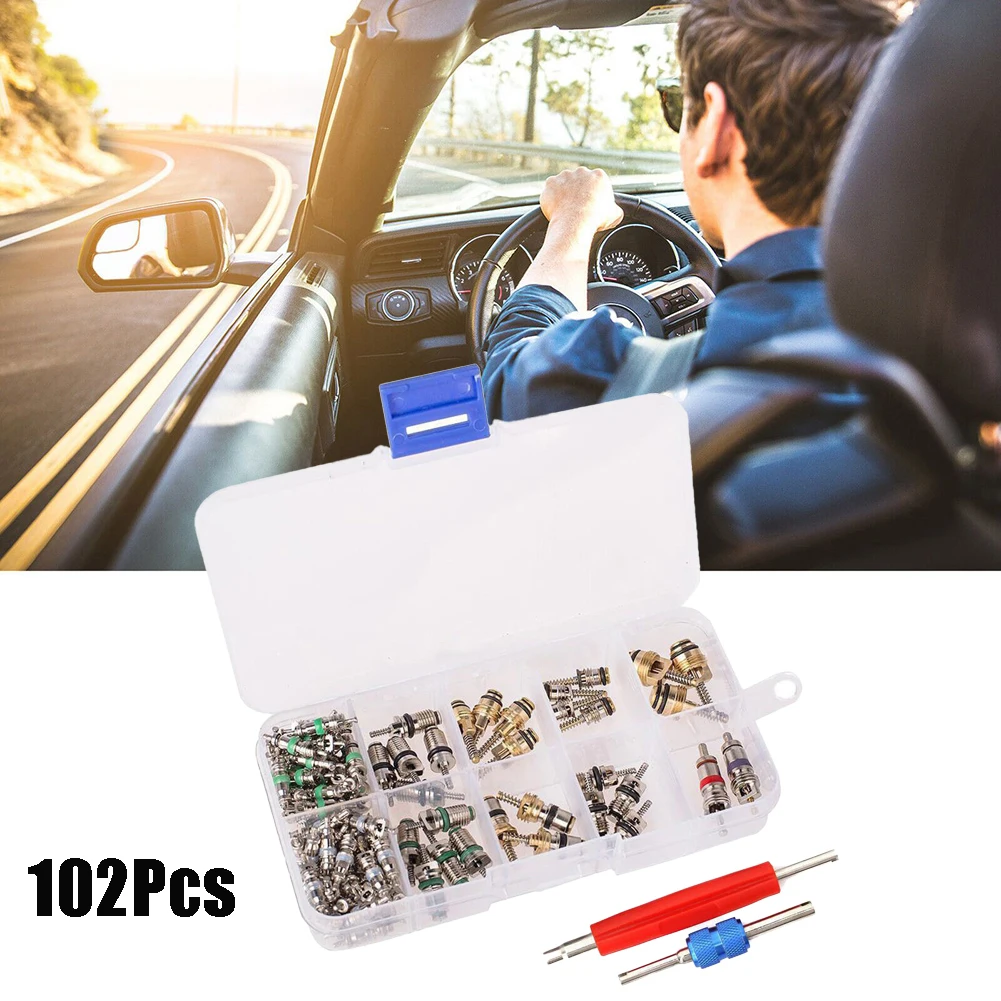 

102X R134a Car A/C Air Conditioning Valve Cores Auto Air Con Tool Kit 1/4" 5/16" Auto Acesssories Tools