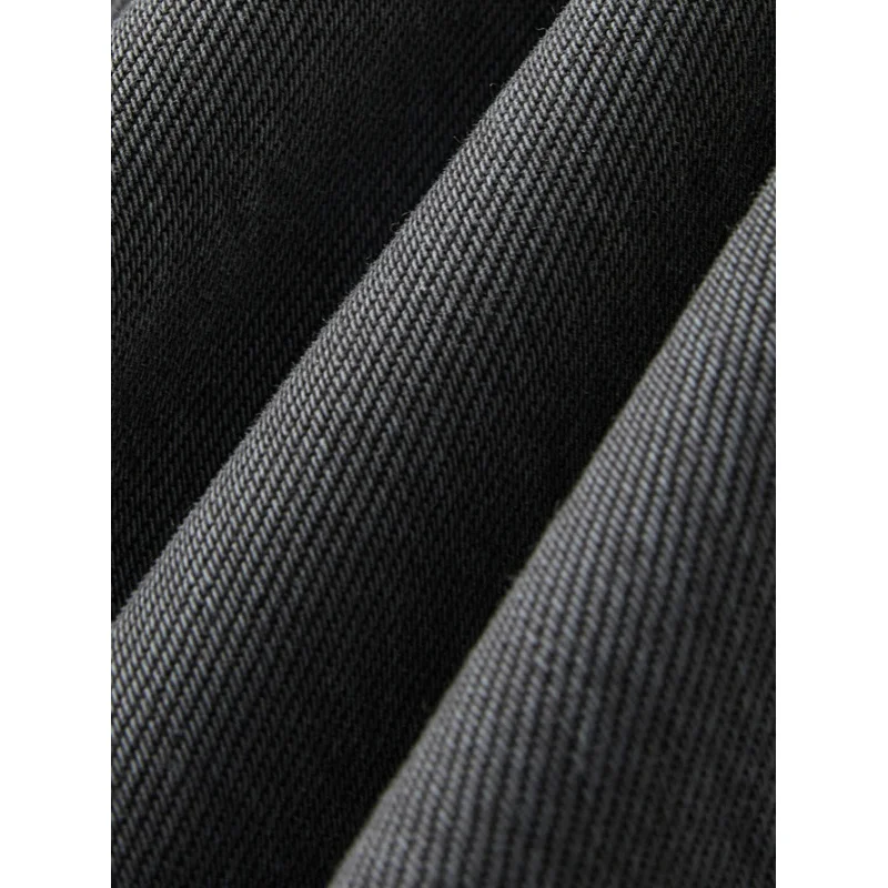 EME ريترو روس نمط الجينز الخريف عارضة مستقيم فضفاض منتصف الخصر غسلها رمادي السراويل الطويلة للجنسين #5