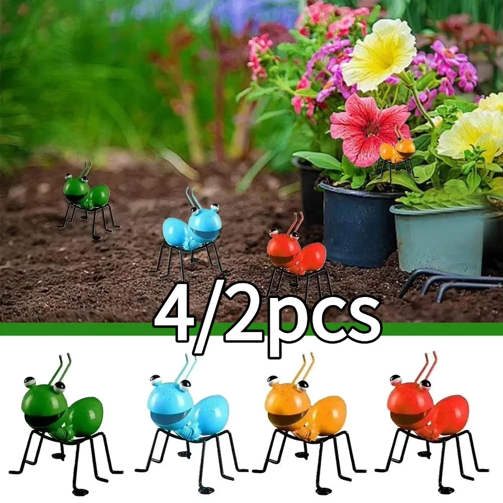 

4/2 шт., железная художественная статуя муравья, садовый декор, муравья для наружного двора, украшение для газона, фигурка, подставка, скульптура муравья, домашний декор для рабочего стола