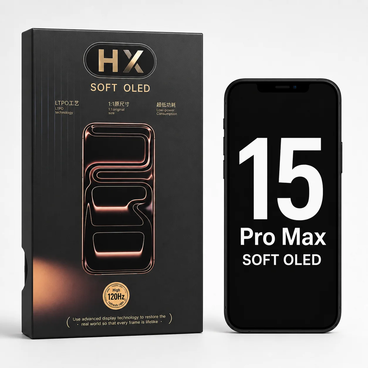 Мягкий OLED-экран HX 1-120 Гц для 15 Pro Max, LTPO, 800-900 нит, сенсорный дисплей в сборе, замена