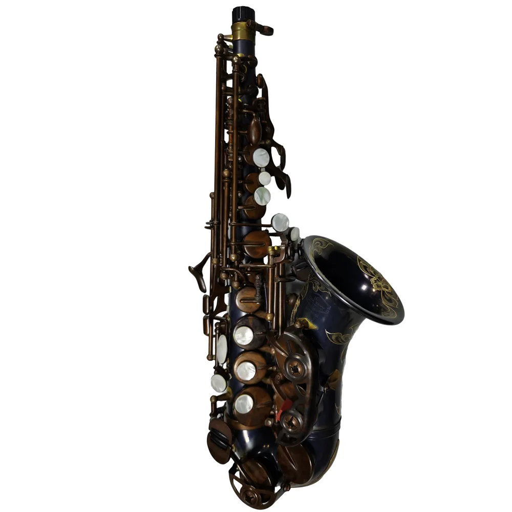 

Hooqu Curved Soprano Saxophone Skyblue Color Body Vintage Color Key
