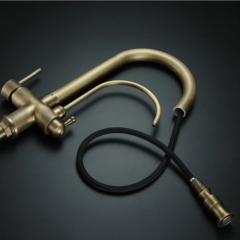 Antique Touch Filter Kitchen Mixer Tap Hot Cold Pull Out Kitchen Mixer Faucet 3 Ways Brass Smart Sensor Touch Kitchen Faucets