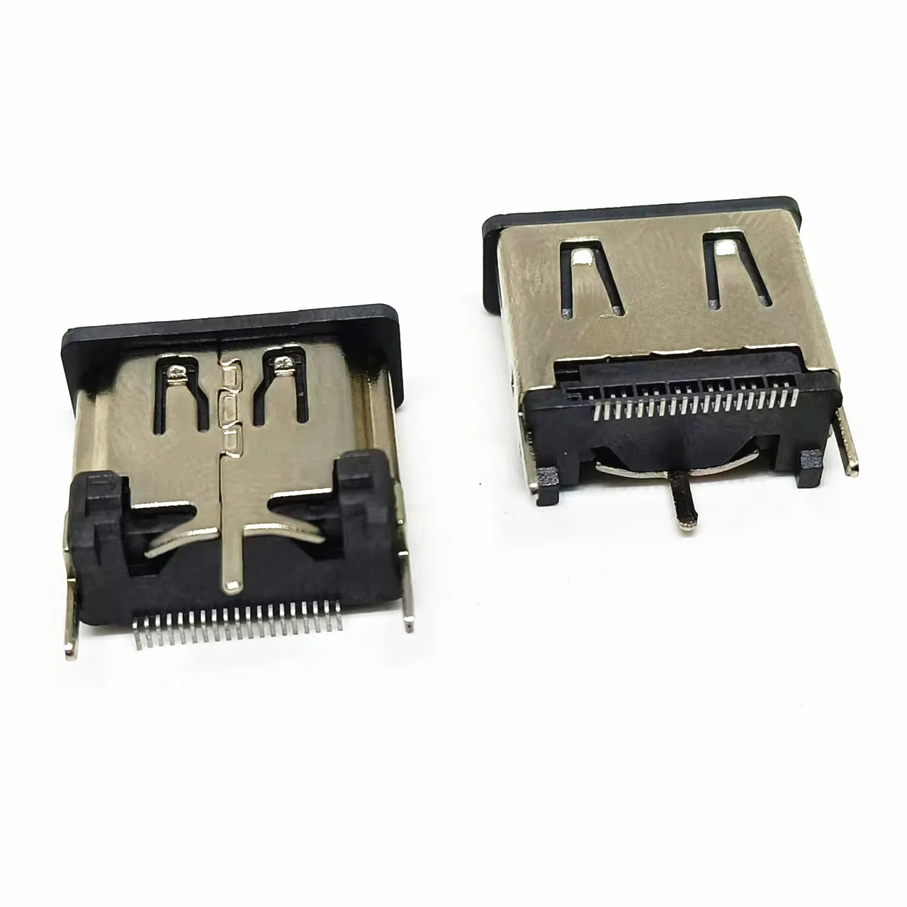 HDMI Female Connector 19Pin Type A Vertical 180° Upright SMT + 3 DIP Legs, 10.5H  13.0mm Height  , 15mm  Straight Mount