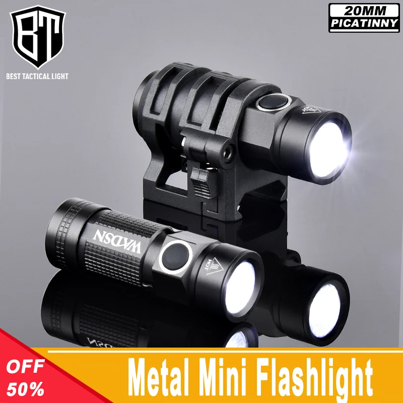 WADSN Miniature Metal Mini Strobe Light Constant opening Helmet Light Outdoor Scout Hunting Flashlight For 20mm Picatinny Rail