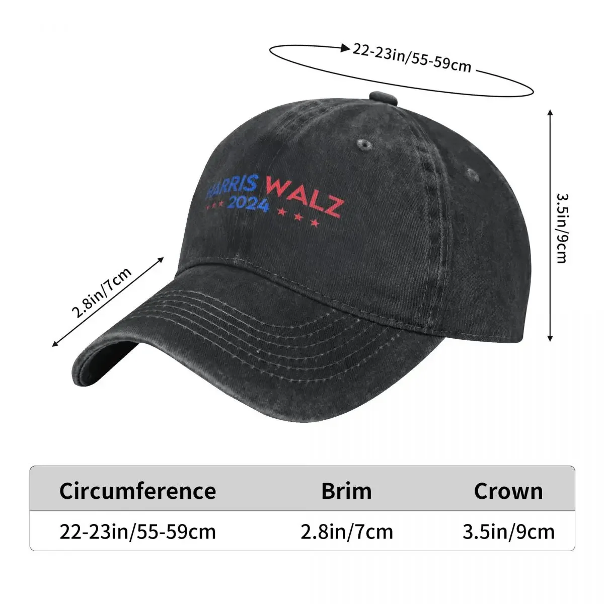 Kamala Harris Walz 2024 Baseball Cap Merch Casual Distressed Denim Washed Election Vote Hat for Men Women Outdoor Running Golf