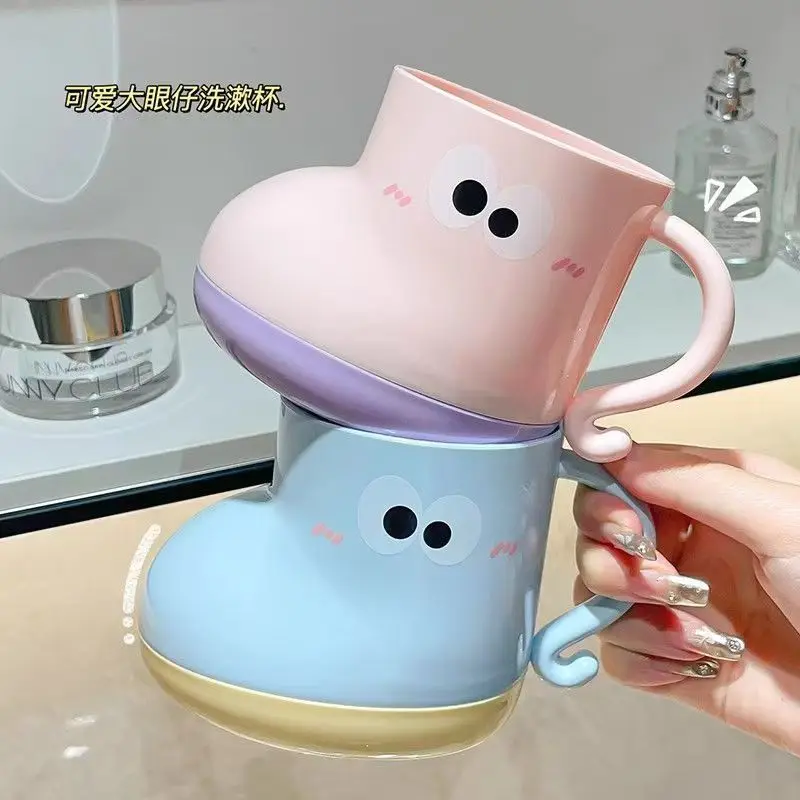 Mouthwash Cup Household Cartoon Big Eyed Boots Anti Mold Brushing Cup Children Couple Plastic Brushing Set Bathroom Accessories