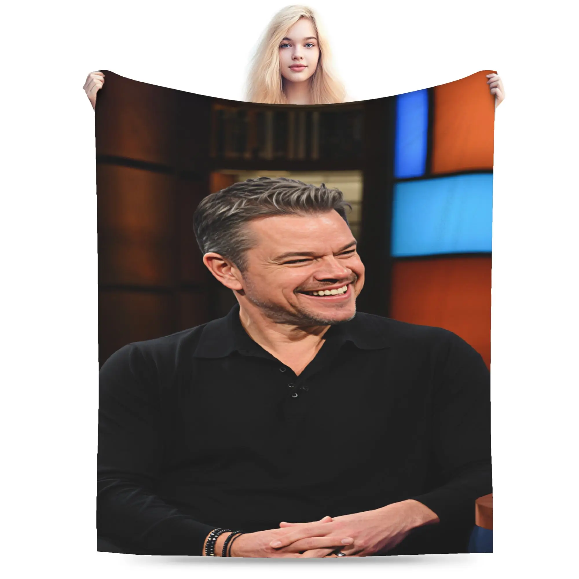 Matt Damon Super Soft Blanket  Print Plane Travel Throw Blanket Couch Chair Flannel Bedspread Sofa Bed Cover