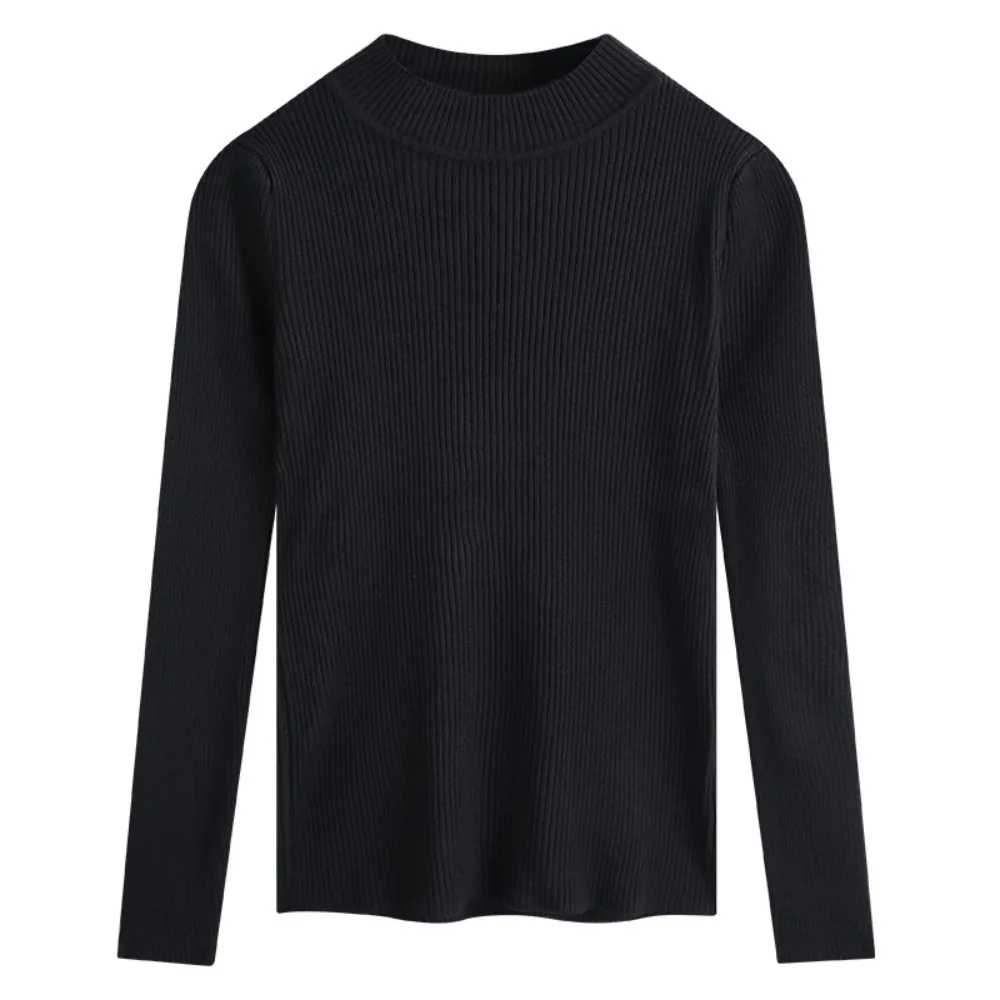 

Korean Long Sleeve Women Knitted Pull Over Sweater Soft Thicken Turtleneck Sweaters Comfortable Warm Undershirt Autumn Winter