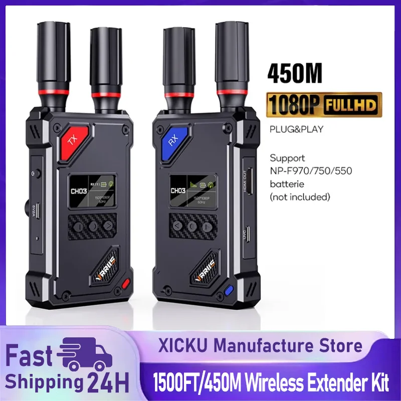 

Wireless HDMI-Compatible Extender Kit Video Transmitter Receiver for Home Gaming Cameras Supported with NP-F Series Batteries