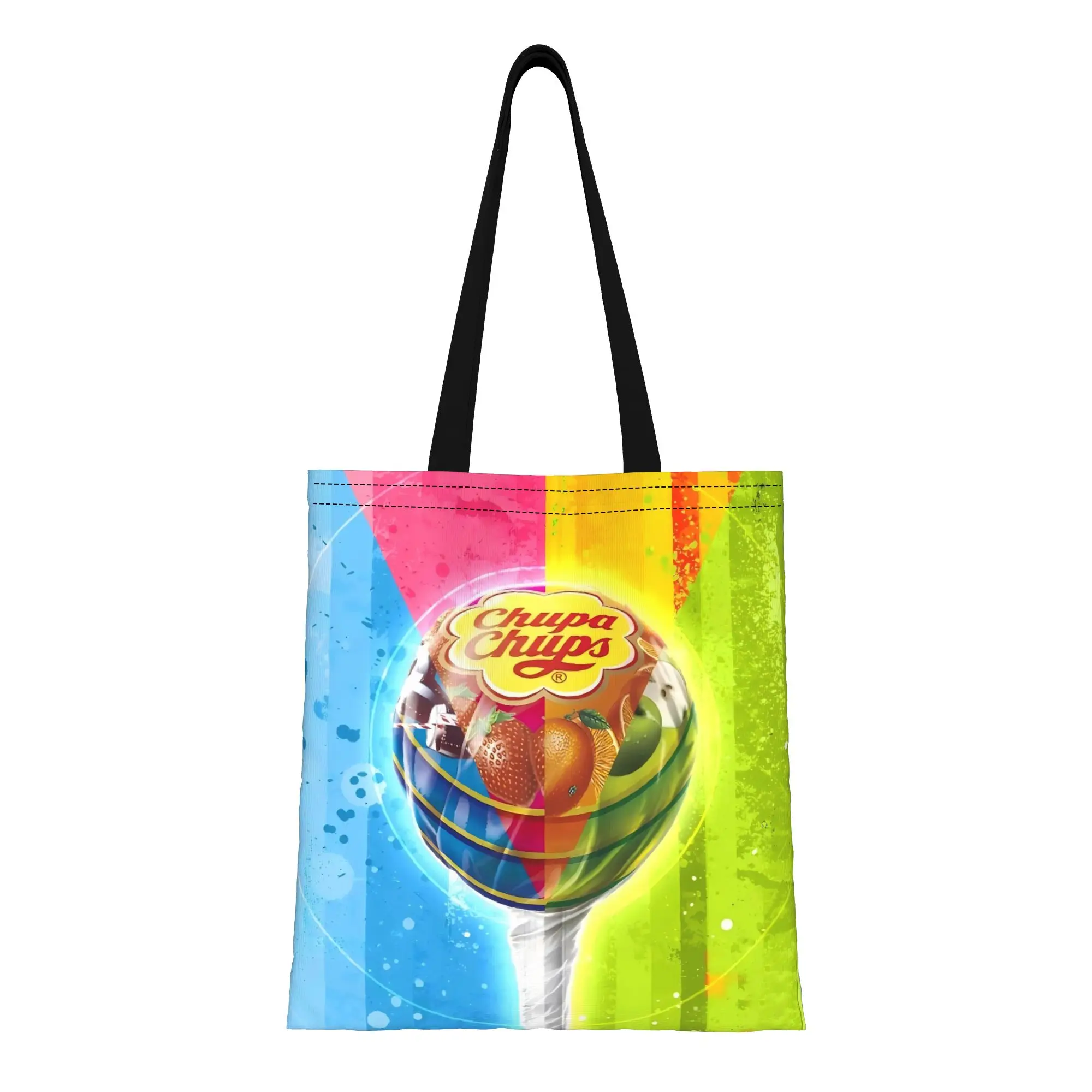 

FUN 34 Chupa Chups Canvas Tote Bag Perfect for Outdoor Women's Top-Handle Bags