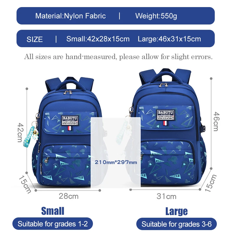 school bag Kids backpack water proof Preschool Ages 6-18 Spine protection Reduce the burden Large capacity