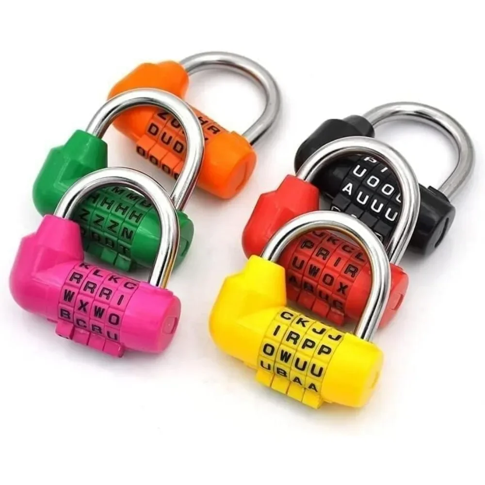 1 個ハイグレードセキュリティ南京錠 4 ダイヤル桁文字組み合わせ旅行セキュリティコードロック日記パスワード南京錠
