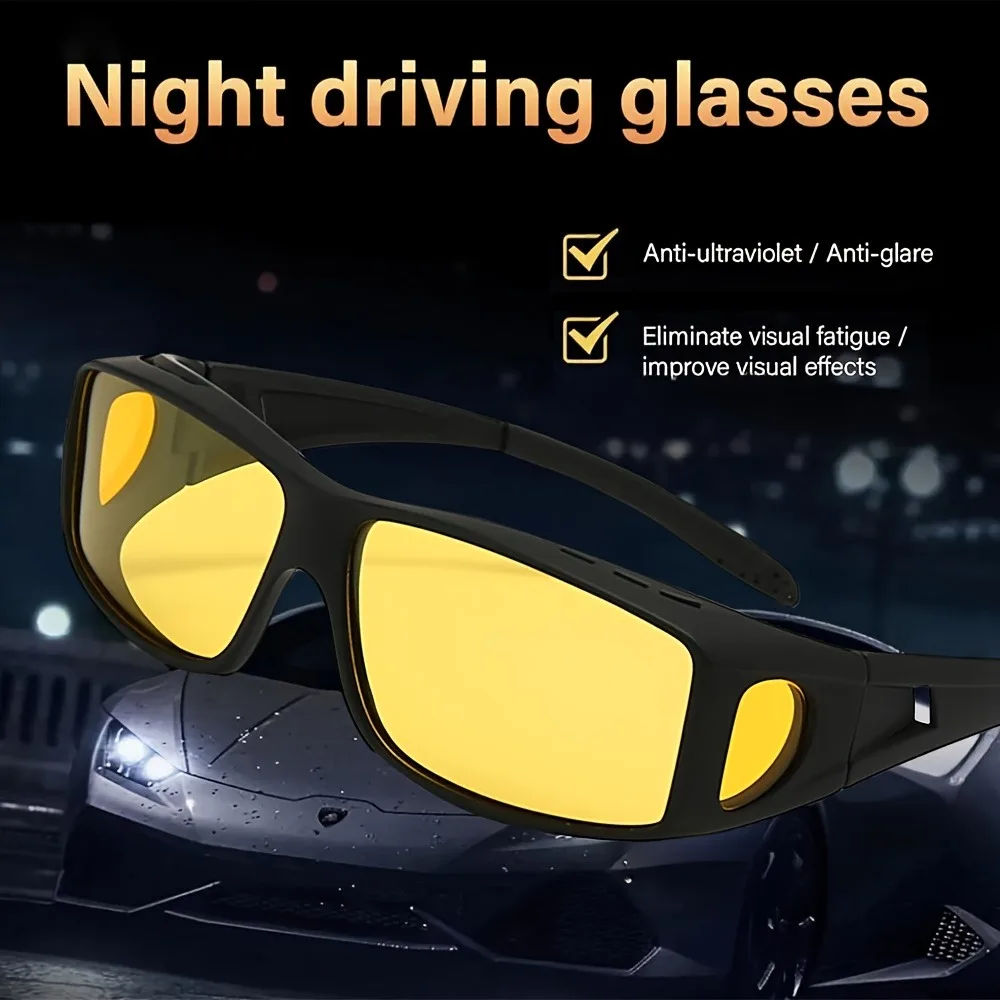 4pcs Set Of Night Vision Goggles for Women And Men, Semi Driving Goggles for Sports, Fashionable Glasses for Night Driving, Polarizing Glasses for Anti Glare, Polarizing Glasses for Yellow Filtering, And Glare Reduction for Night Driving