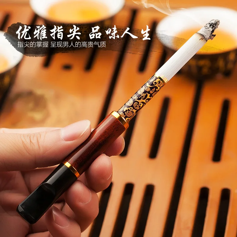 High-End Ebenholz halter zirkulierende wasch bare Zigaretten spitze Filter Raucher Set