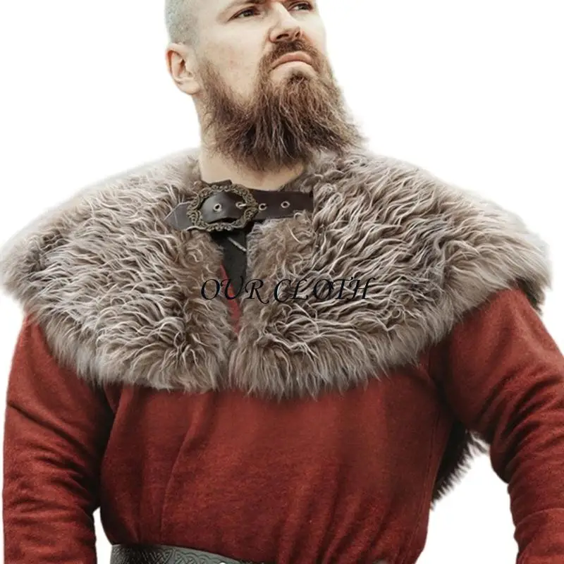 Vikinges Fueras falsas chal Bárbaros Bárbaros, envoltura hombro del manto del caballero medieval Y1ac