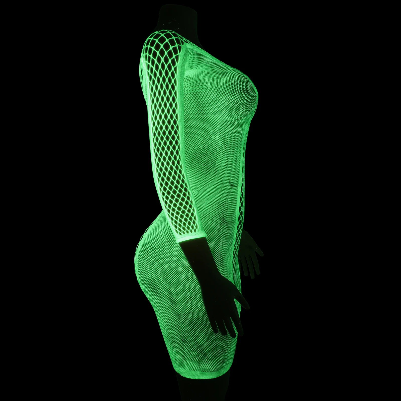 Fluorescent Luminous Sleeve Skirt Outfits, Stripper Dance Performance Apparel for Clubs and Night Events, Sexy Exotic Wear view 6
