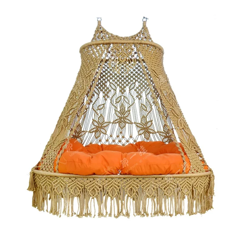 Pure hand-woven double hanging chair hammock balcony swing home hammock courtyard