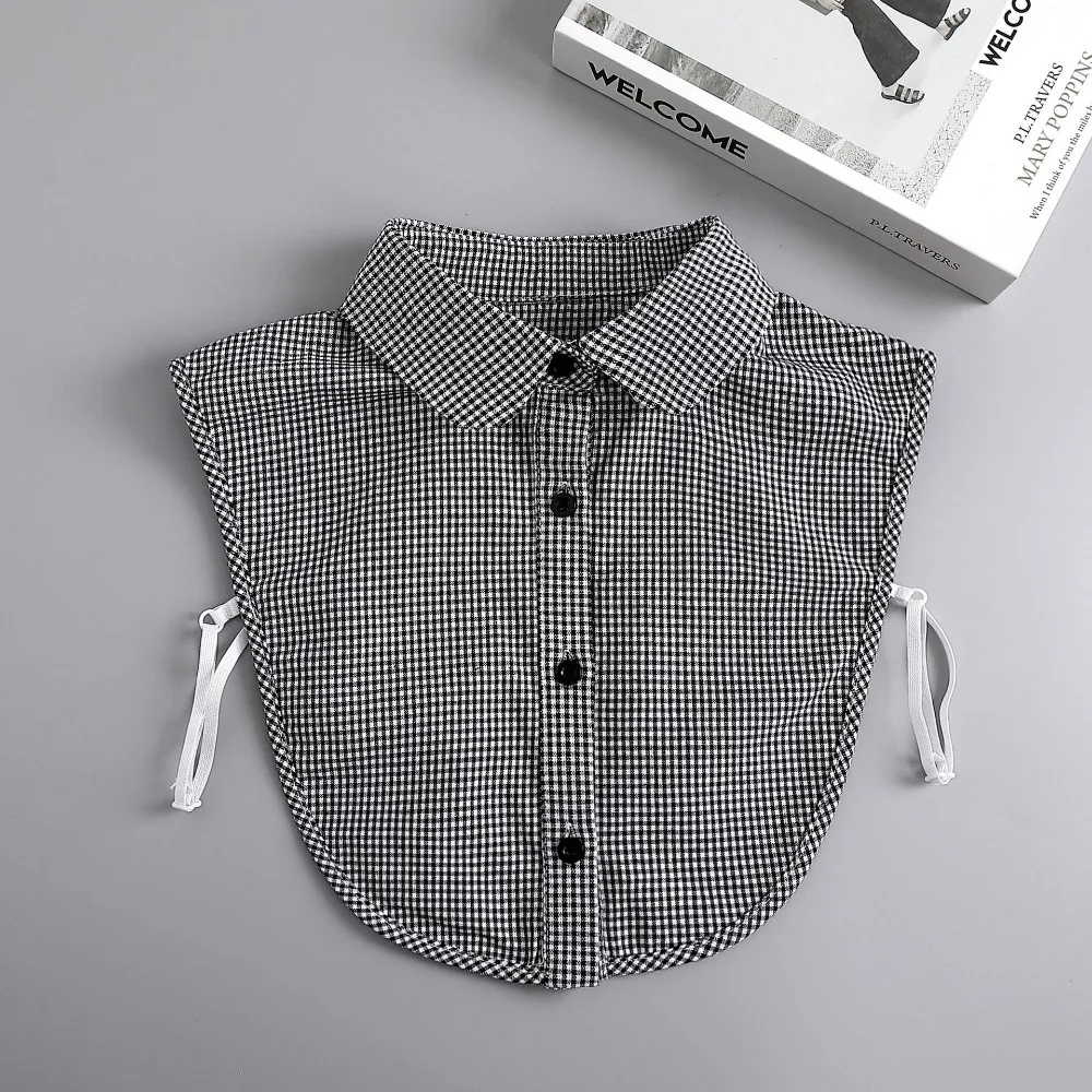 Detachable Plaid Fake Collar Houndstooth Sharp Collar Adjustable Neckline Square Collar Korean Style Lapel Half Shirt Female