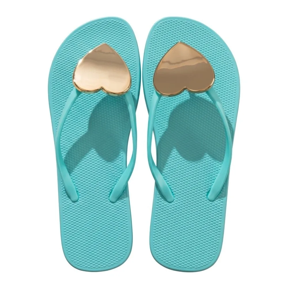 Trendy Elegant Heart-shaped Flip Flops Non-Slip Lightweight Soft Soled Slippers Comfortable PVC Women's Sandals Summer