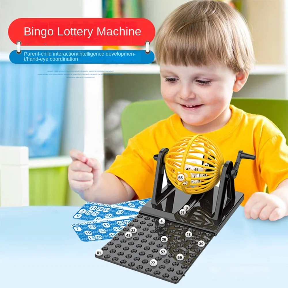 High Quality ABS Bingo Lotto Game Set Interactive Revolving Machine Board Game Rotary Cage Bingo Cage Game Home