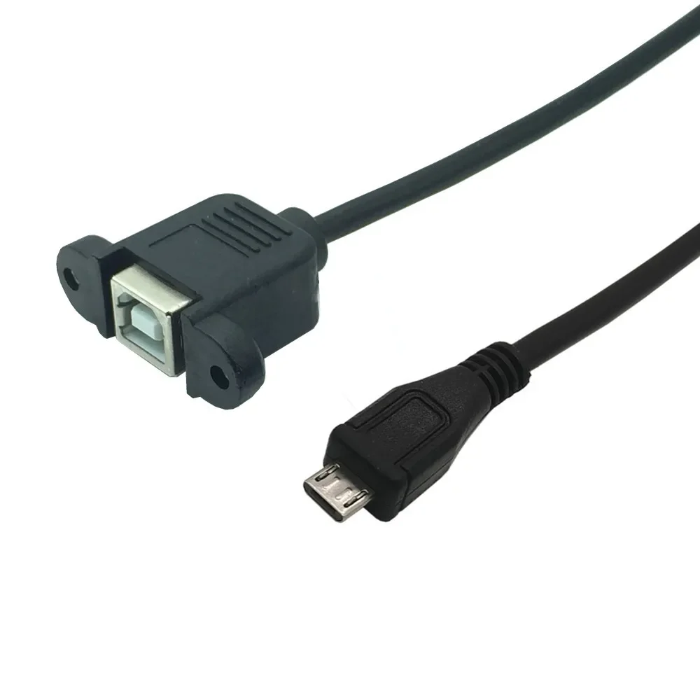 30cm Micro USB 5pin Male to USB Type B 2.0 Female Extension Panel Mount Data and Charge Cable with Screws Holes 0.3M 0.5M