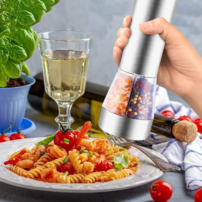 Electric Salt And Pepper Grinder Set, Refillable 2 In 1 Electric Salt And Pepper Grinder With Adjustable Coarseness Easy To Use