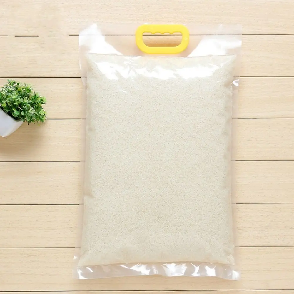 

10pcs 5kg/10kg Rice Grain Packaging Bag Transparent Plastic Food Vacuum Bag Moisture-proof with Handle Food Storage Sealed Bag
