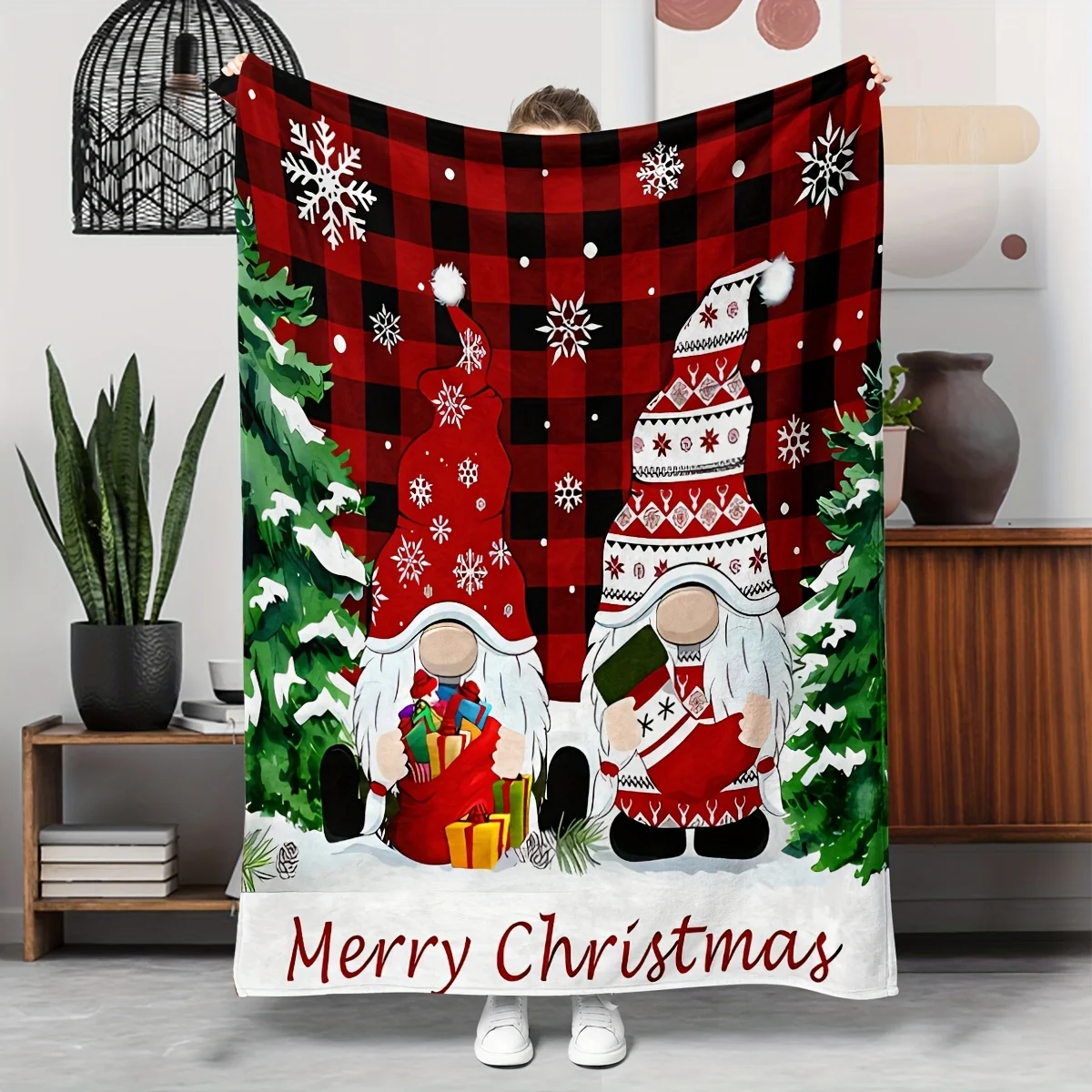 Blue Snowman Christmas Blanket Flannel Throw Red Poinsettia Snowflake Bird Winter Holiday Warm Fuzzy Fleece Blankets Couch