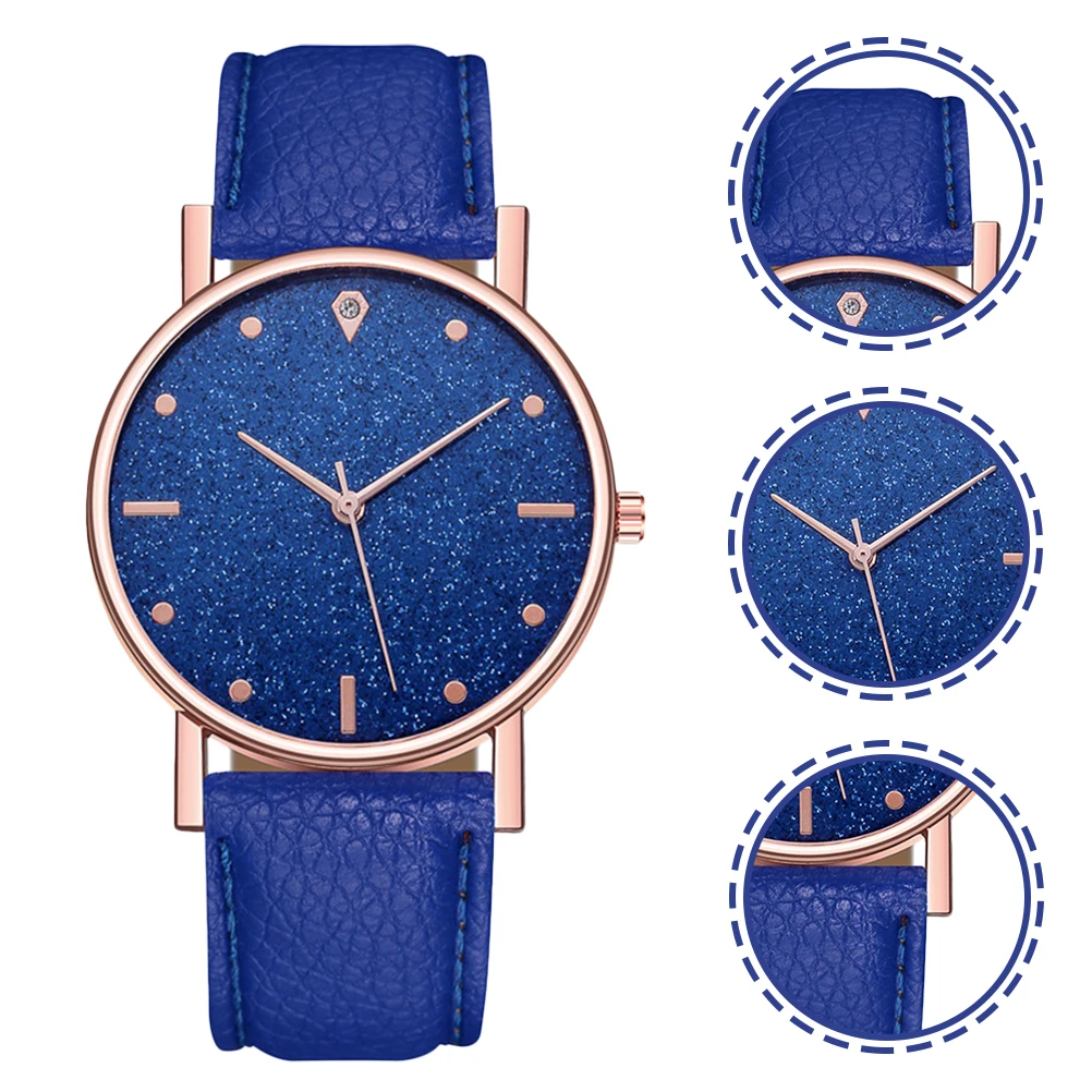

Belt Woman Blue Mineral Strengthened Glass Simple Watches for Women