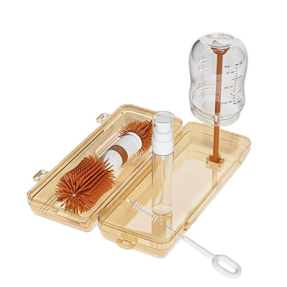 

Portable Bottle Cleaning Brush Set Travel Size Soft Bristles Nipple Straw Cleaner Kit Long Handled BPA-Free Feeding Bottle Brush