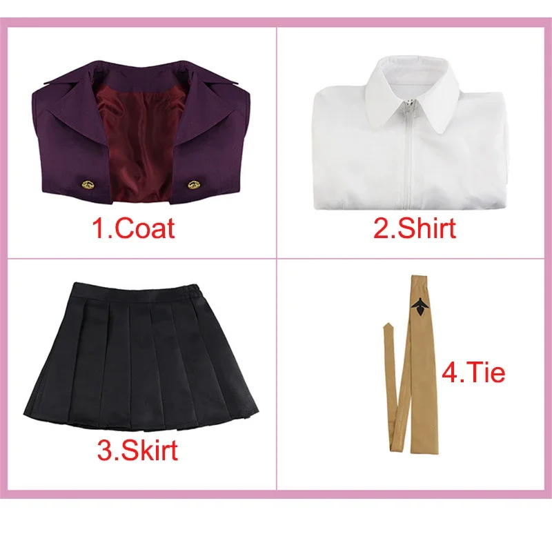 Anime Danganronpa Kirigiri kyouko costume cosplay parrucca viola Carnevale di Halloween per abbigliamento donna inclusa cravatta della camicia