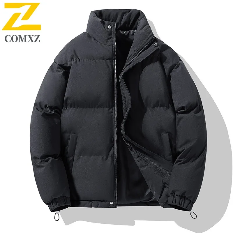 COMXZ عبر الحدود رائجة البيع القطن الرجال شتاء دافئ سميكة زوجين مبطن فضفاض حجم كبير الصلبة الوقوف طوق معطف مبطن