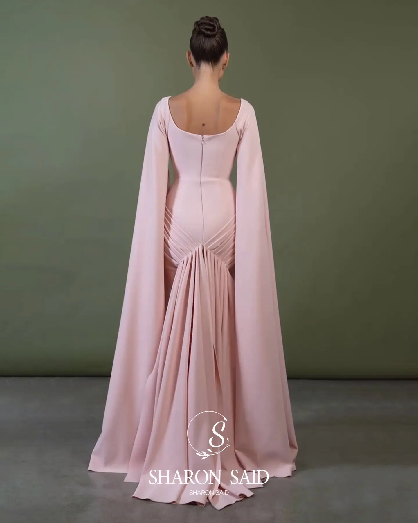 Sharon disse rosa quadrado pescoço vestido de noite com mangas capa para mulher casamento árabe vestido de baile sf518 personalizado