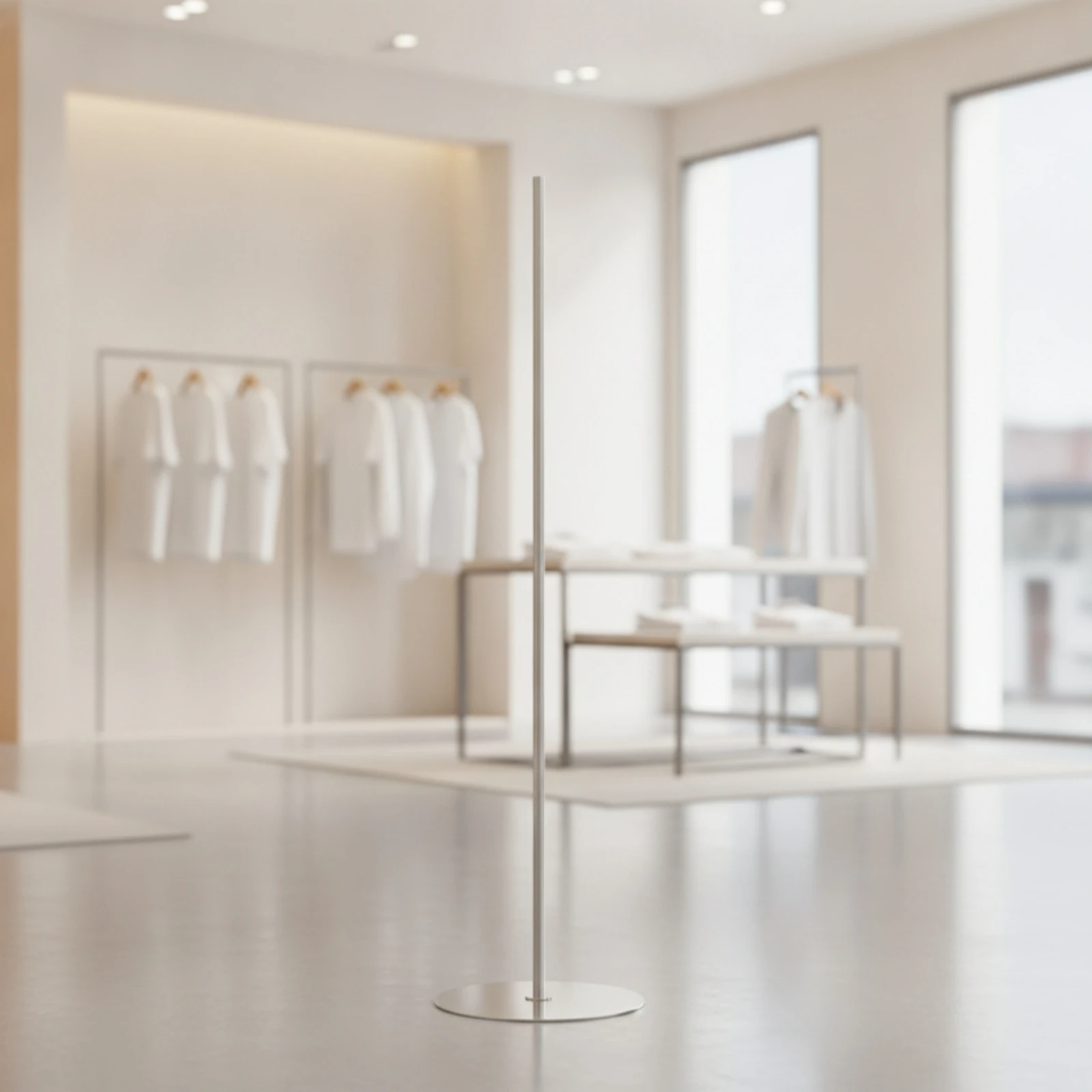 Clothing Display Stand Freestanding Retail Stand with Round Base Fixture Stainless Steel Stable for Boutiques, Window Displays