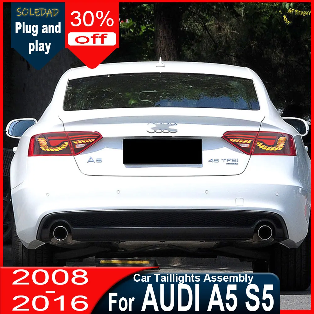 

Светодиодные задние фонари для Audi A5 2008-2016 годов выпуска, динамические указатели поворота, комплект для стайлинга автомобиля.