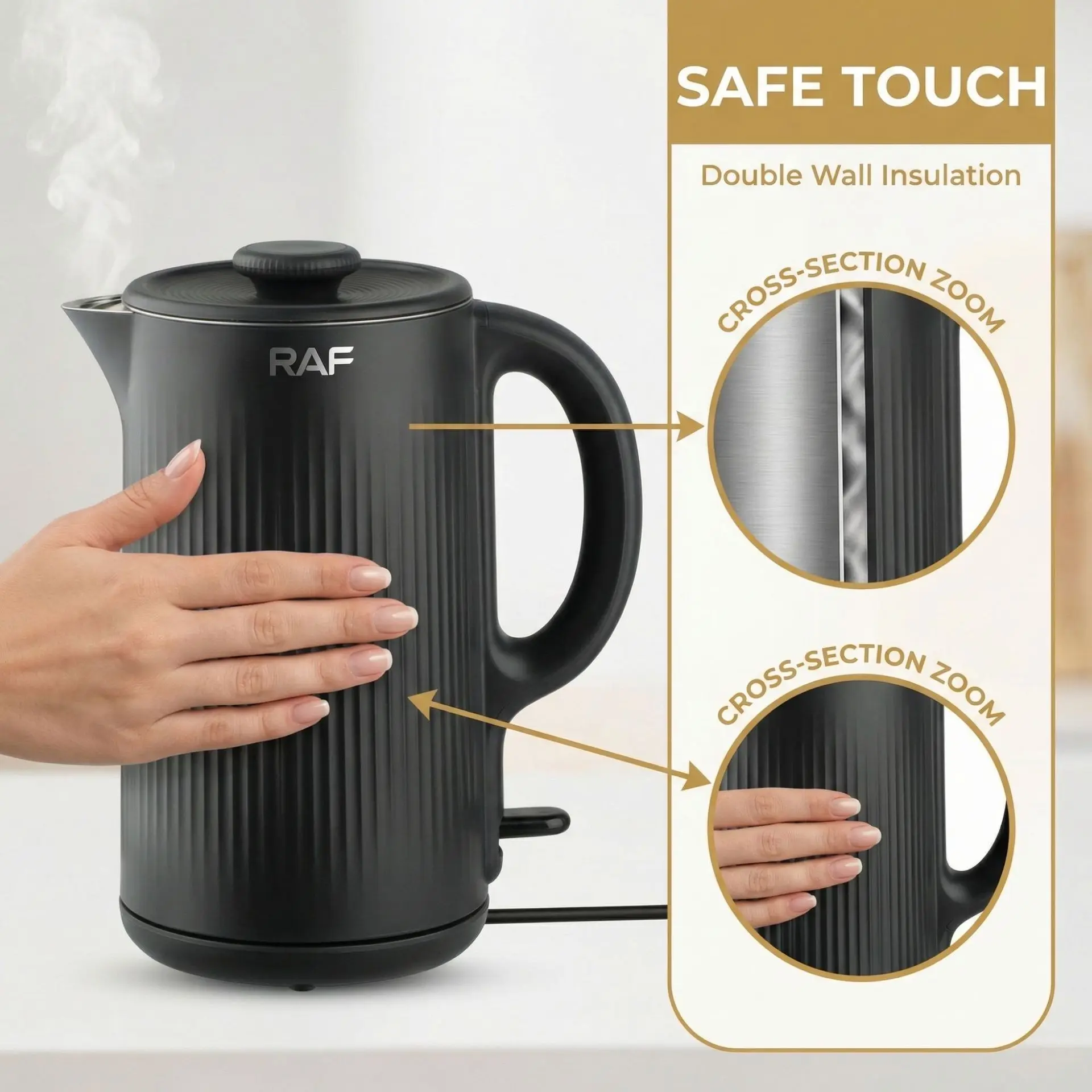 Cross-border EU standard 1.7L electric kettle, home use, food-grade stainless steel, boiled water kettle, anti-dry burn