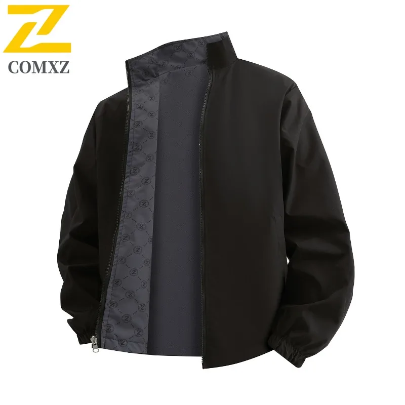 

COMXZ Jacket Men's Stand Collar Business Casual Waterproof Windproof Multi-Functional Coat for Hiking Camping Fishing 2025