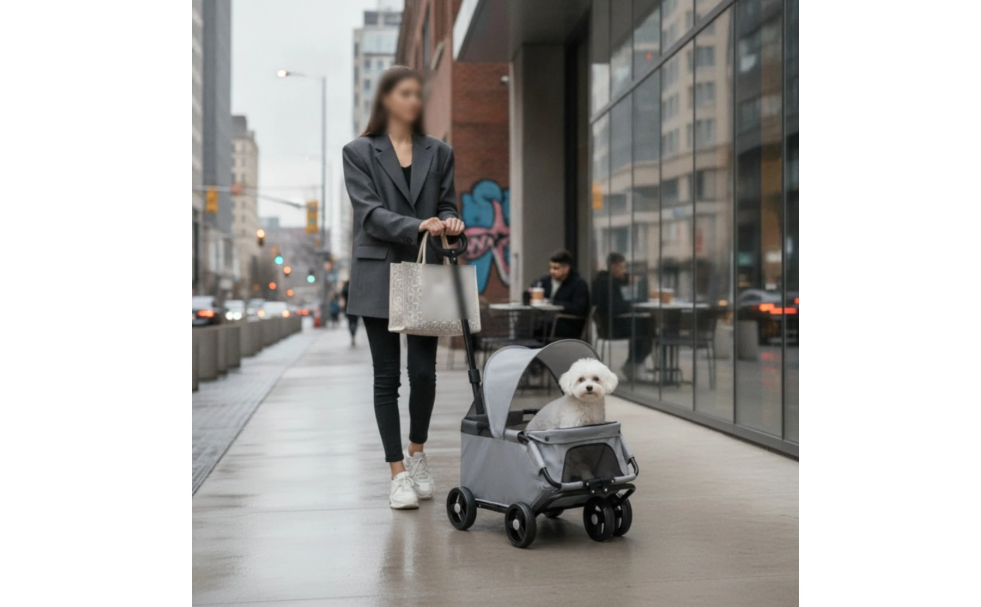 Pet Stroller with Telescopic Handle Folding Foldable Pet Stroller Sturdy Sturdy for Small Dogs, Outdoor Walks, Travel