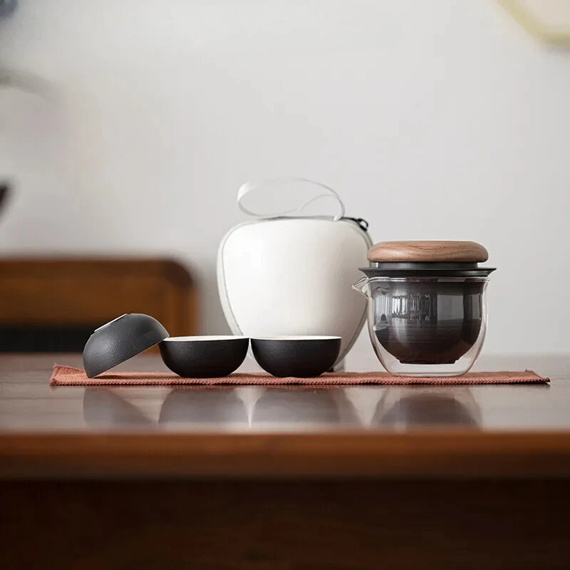 Für kreative Fliegende Untertasse Reise Tee Set Kit Japanisch 1 Topf 3 Tassen Tee Kocher Picnic Camping tragbare Einkaufstasche