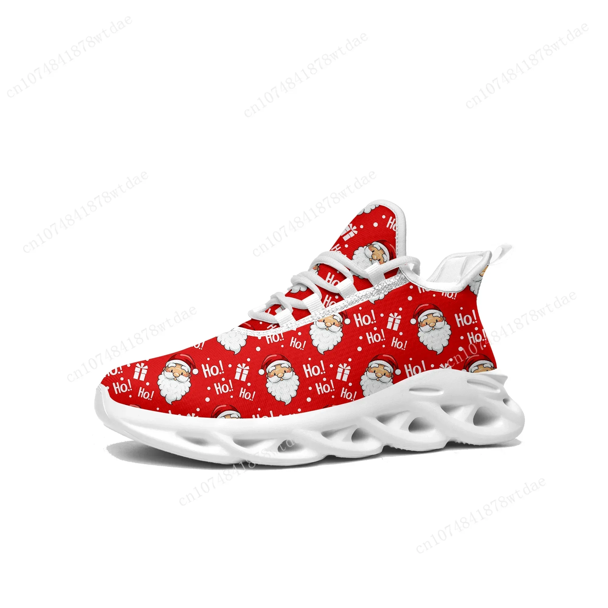 Zapatillas de deporte planas para hombre y mujer, calzado deportivo de malla con cordones, personalizado, dibujos animados, alta calidad, regalo de Feliz Navidad